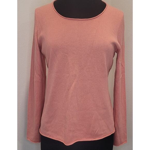 Eileen Fisher Scoop Neck Sweater – Lightweight Silk-Cashmere Blend – M – Orange - Picture 1 of 9